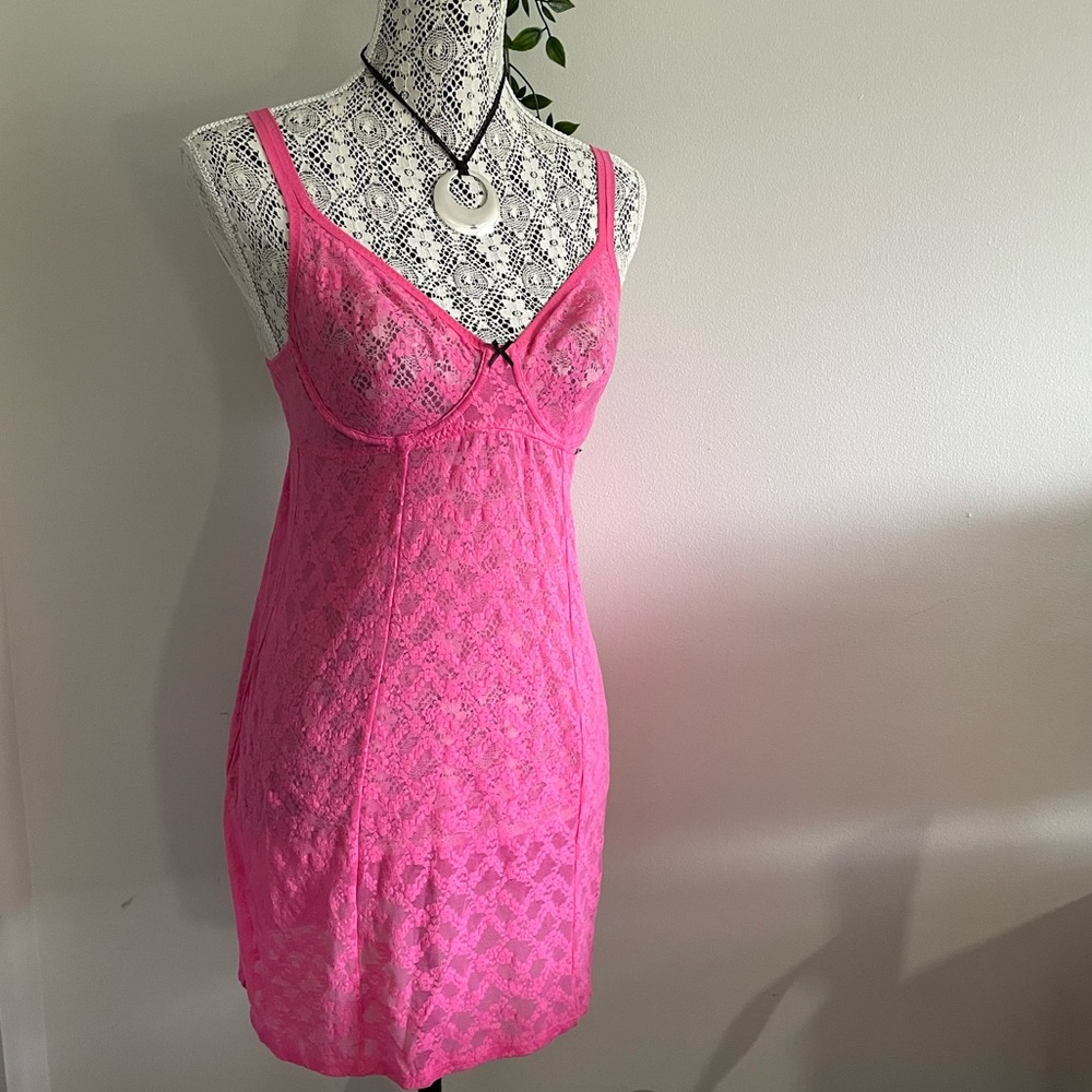 Betsey Johnson Hot Pink Lingerie Lace Dress